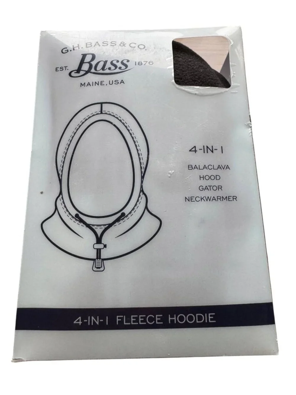 NEW G.H. Bass & Co. 4-In-1 Black Fleece Hood Balaclava Neck Warmer Outdoor Wear